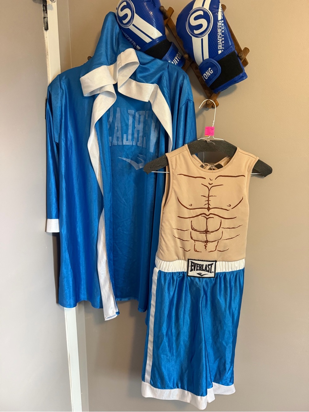Everlast Boxer Costume Hooded Robe Jumpsuit Gloves Set Blue 10/12